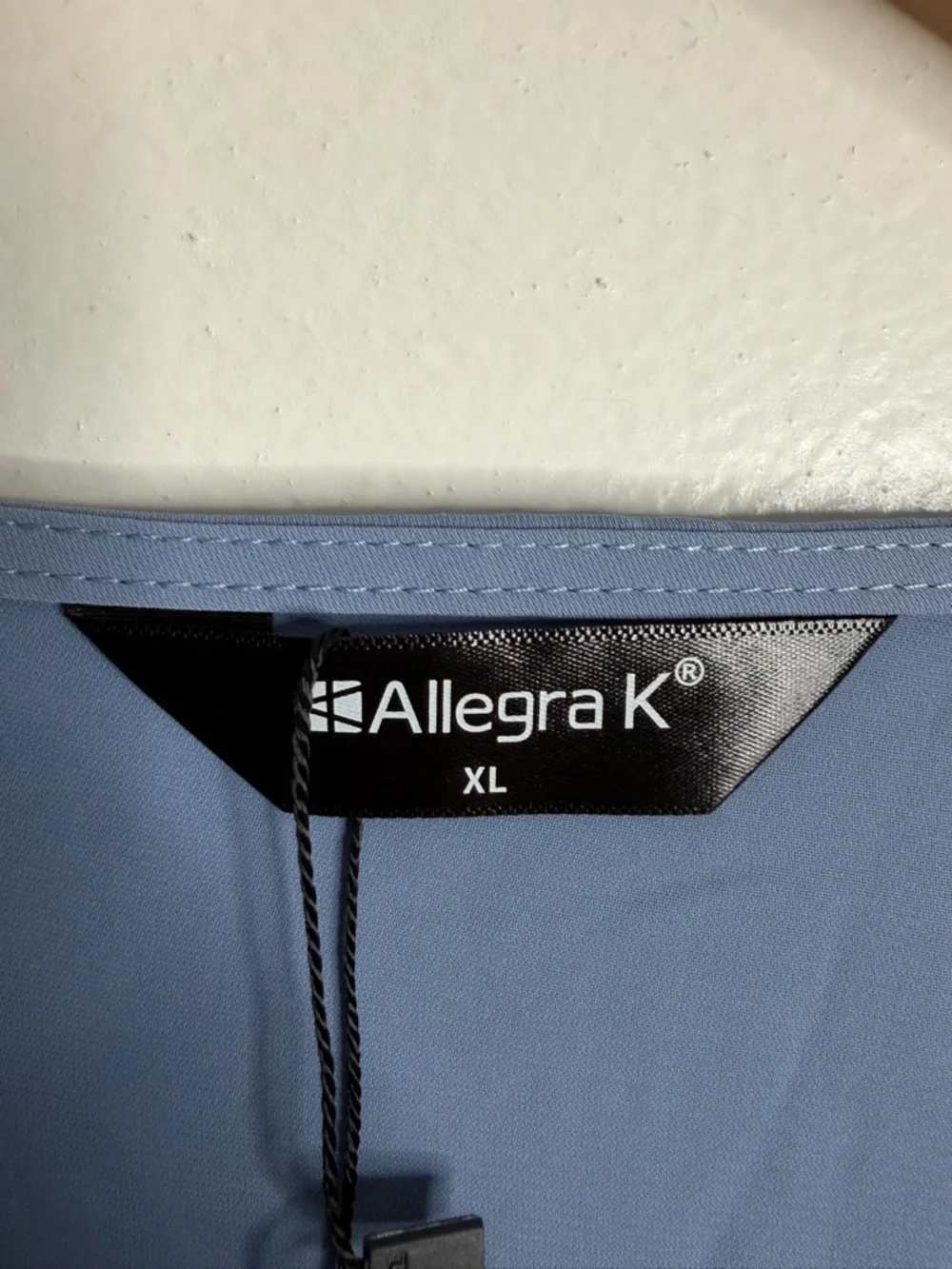 NWT Allegra K Blue Ruffle Blouse XL Minimalist Clean Girl Workwear Office Casual